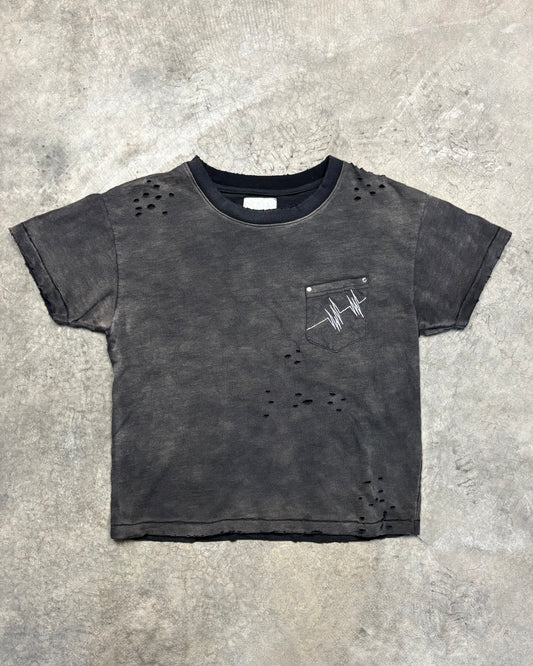 BLACK SUNFADED POCKET TEE [XS]