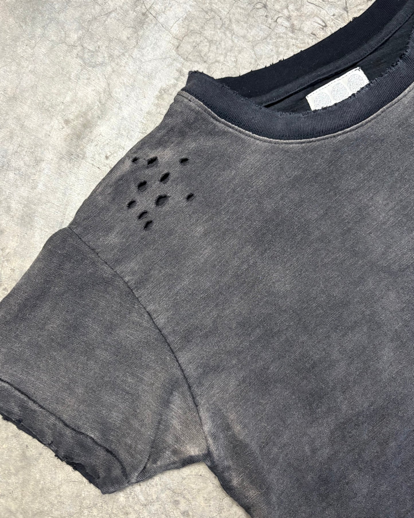 BLACK SUNFADED POCKET TEE [XS]